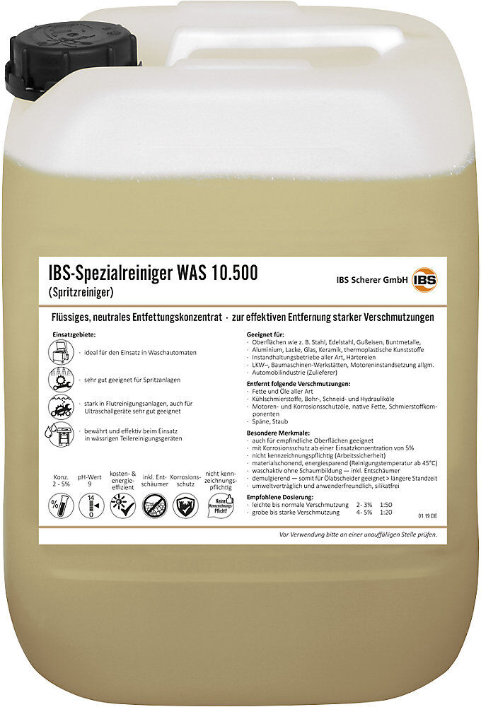 IBS Scherer Limpiador en spray WAS 10.500, valor pH 9, bidón pequeño de 20 l