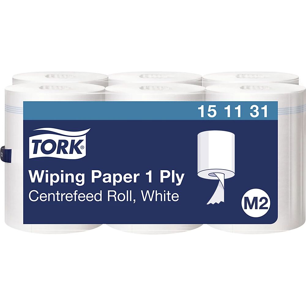 TORK Toallitas de papel con desenrollado interior, de 1 capa, blancas, UE 6 rollos, calidad avanzada, sin perforar