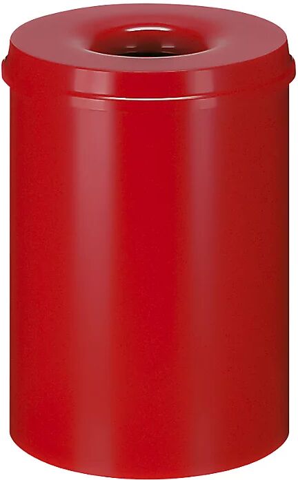 kaiserkraft Papelera de seguridad, acero, autoextinguible, capacidad 30 l, H x Ø 470 x 335 mm, cuerpo en rojo / tapa extintora en rojo