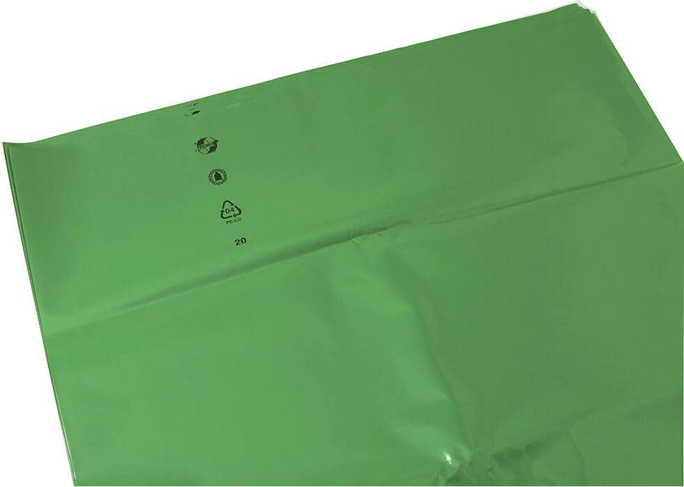 kaiserkraft Bolsas de residuos de gran volumen PREMIUM, PEBD, 120 l, L x A x H 700 x 250 x 1200 mm, 50 µm, verde, UE 200 unid.