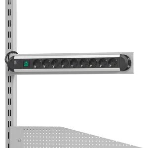 kaiserkraft Regleta de enchufes, para la fijación en largueros superiores, regleta de 9 enchufes, con interruptor de encendido/apagado
