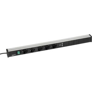 Treston Regleta de enchufes para mesas de trabajo, 5 enchufes, interruptor, 2 x USB, longitud 683 mm