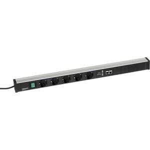 Treston Regleta de enchufes para mesas de trabajo, 5 enchufes, interruptor, 2 x USB, 2 x CAT6A, longitud 683 mm