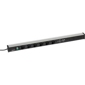 Treston Regleta de enchufes para mesas de trabajo, 6 enchufes, interruptor, 2 x USB, 2 x CAT6A, longitud 836 mm