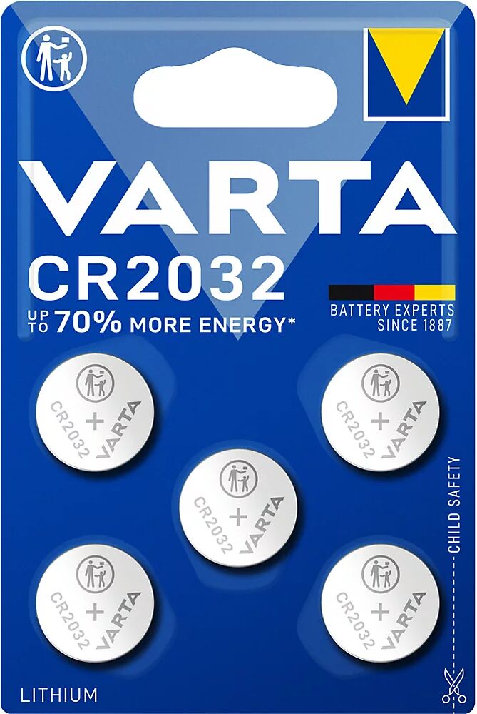 Varta Pila de botón LITHIUM, CR2032, UE 5 unid., a partir de 10 UE