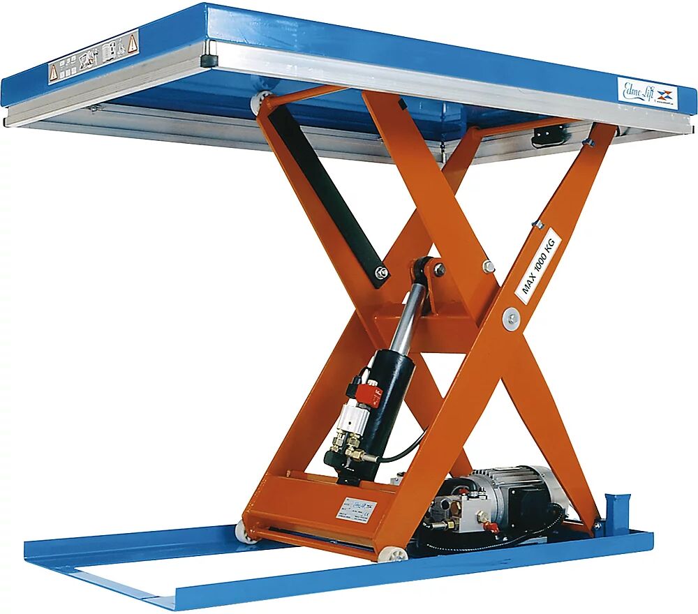 Edmolift Mesa elevadora compacta, fija, carga máx. 1000 kg, plataforma L x A 1200 x 800 mm, elevación útil 820 mm