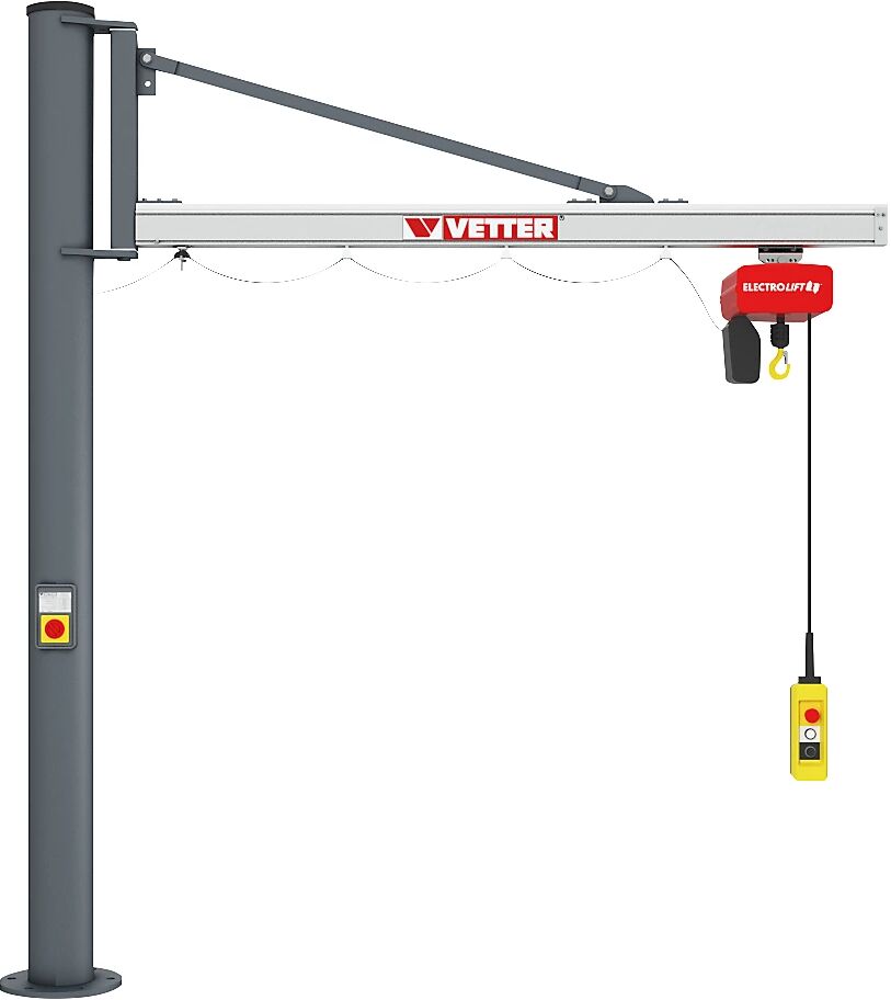 Vetter Grúa giratoria de columna UNILIFT US, con polipasto eléctrico de cadena BL, carga máx. 250 kg, alcance 2,9 m