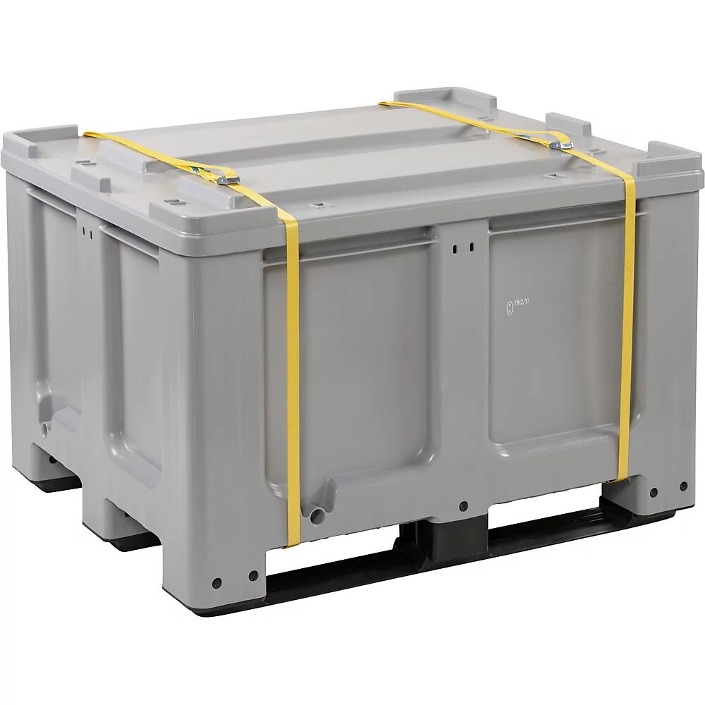 CEMO Recipiente de PE para almacenamiento y transporte de baterías, modelo L, peso de relleno 400 kg, A x P x H 1200 x 1000 x 760 mm, a partir de 3 unid.