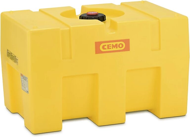 CEMO Bidón de PE para agua, en forma de caja, amarillo, capacidad 450 l