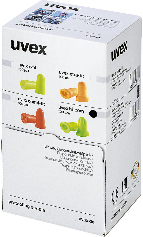 Uvex Tapones de protección auditiva hi-com, UE 100 pares, SNR 24 dB, a partir de 50 UE