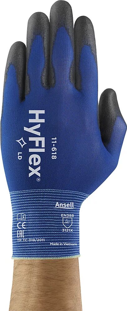 Ansell Guante de trabajo HyFlex® 11-618, negro, UE 12 pares, talla 9