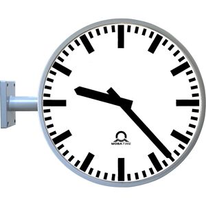 kaiserkraft Reloj para exteriores METROLINE, por ambos lados, aluminio blanco, iluminación LED