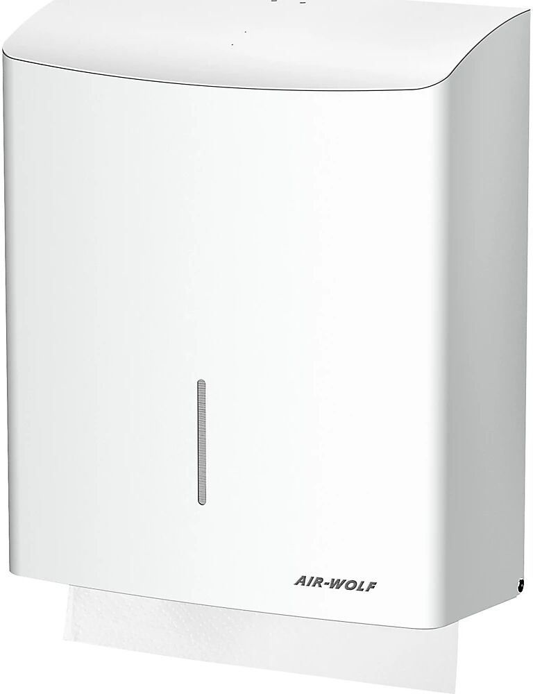 AIR-WOLF Dispensador de toallas de papel, de acero inoxidable, aprox. 600 toallas plegadas, acero inoxidable blanco