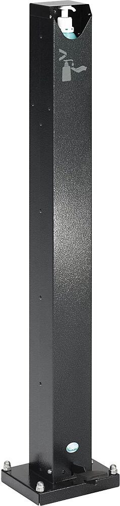 VAR Columna dispensadora de jabón y desinfección de manos, con pedal, H x A x P 1194 x 256 x 230 mm, plata vieja