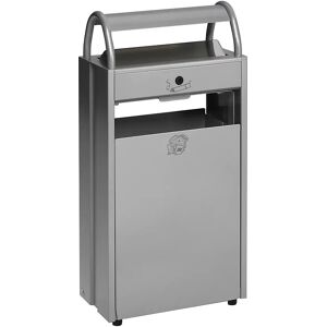 VAR Recipiente para residuos con cenicero, capacidad 60 l, A x H x P 480 x 960 x 250 mm, plateado