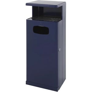 kaiserkraft Colector de residuos con tejadillo y cenicero, aluminio, capacidad 55 l, A x H x P 345 x 1030 x 400 mm, azul