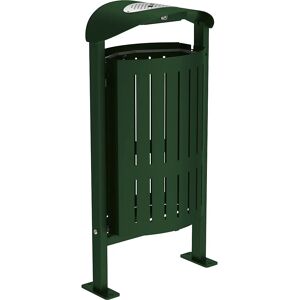 PROCITY Papelera SILAOS® con cenicero, chapa de acero, placa base, verde