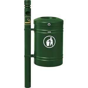 PROCITY Recipiente de residuos para exteriores GUSTAVIA, capacidad 40 l, con cenicero, verde