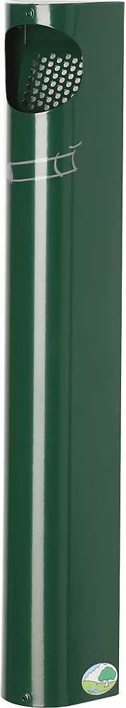 VAR Cenicero de pared, acero, 3,5 l, H x A x P 550 x 110 x 74 mm, verde musgo