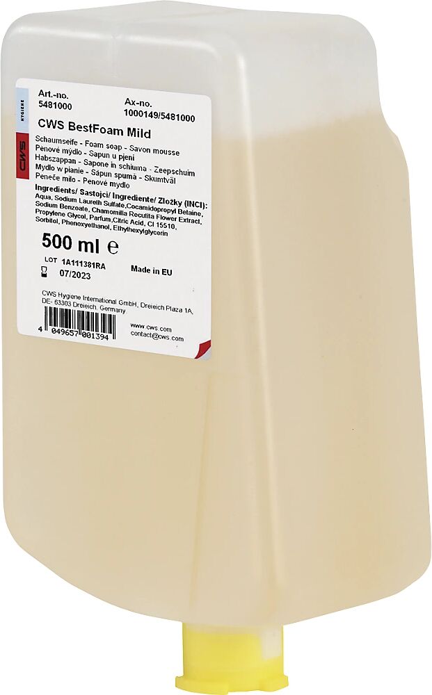 CWS Jabón concentrado Best Foam, para dispensadores, no irrita la piel, UE 12 botes de 0,5 l