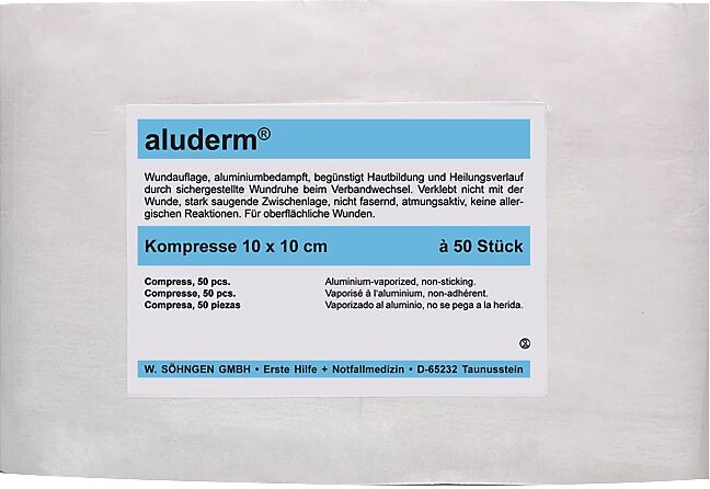 kaiserkraft Compresa aluderm®, envasado estéril, UE 50 unid., L x A 100 x 100 mm