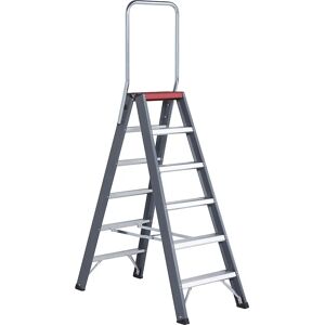 Altrex Escalera de tijera de peldaños planos de aluminio, ascenso por ambos lados, 2 x 6 peldaños, altura de trabajo 3400 mm