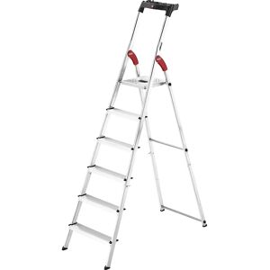 Hailo Escalera de tijera de peldaños planos de aluminio StandardLine L60, carga máx. 150 kg, 6 peldaños