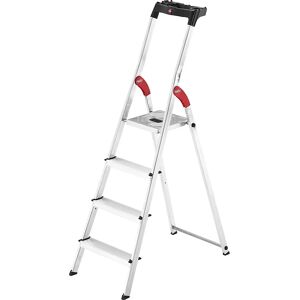 Hailo Escalera de tijera de peldaños planos de aluminio StandardLine L60, carga máx. 150 kg, 4 peldaños