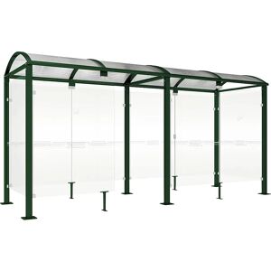 PROCITY Refugio para fumadores KLASSIK, con revestimiento, anchura 5040 mm, verde musgo