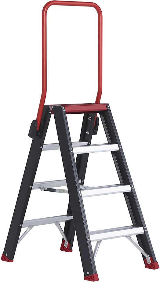 Altrex Escalera tipo tijera de seguridad, ascenso por ambos lados, 2 x 4 peldaños