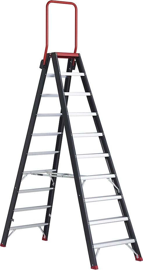 Altrex Escalera tipo tijera de seguridad, ascenso por ambos lados, 2 x 10 peldaños