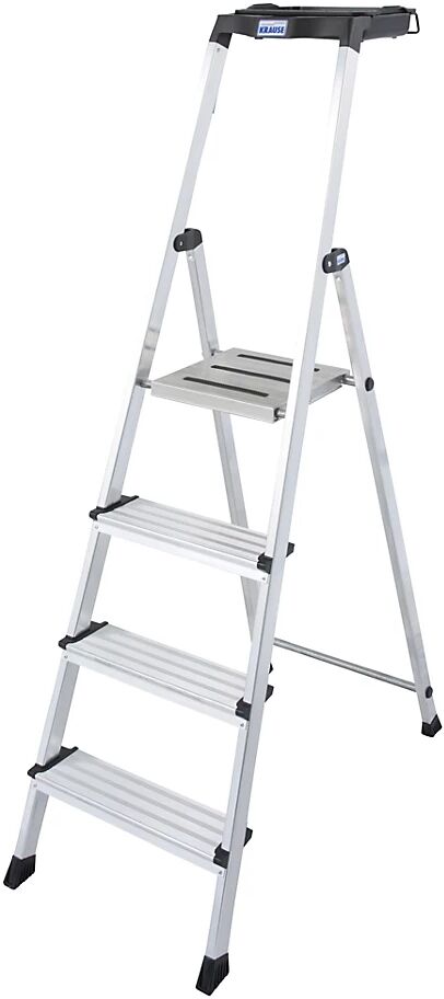 KRAUSE Escalera tipo tijera de peldaños planos de aluminio, con sistema MultiGrip, 4 peldaños