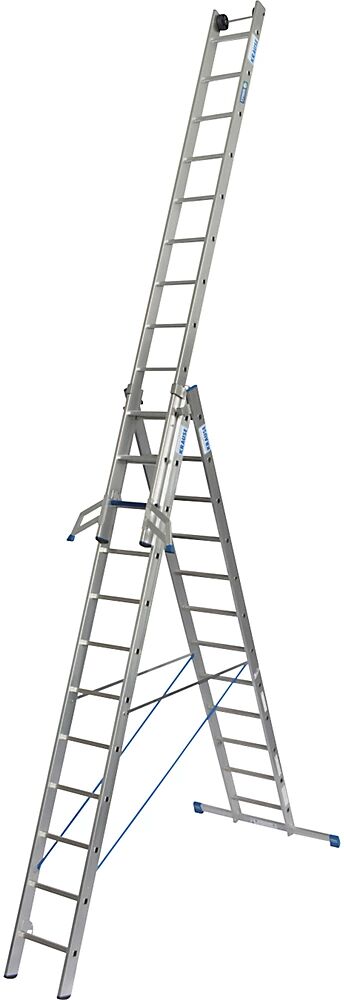 KRAUSE Escalera multiusos profesional STABILO + S, de 3 tramos, combinación de peldaños planos y estrechos, 3 x 12 peldaños planos / estrechos