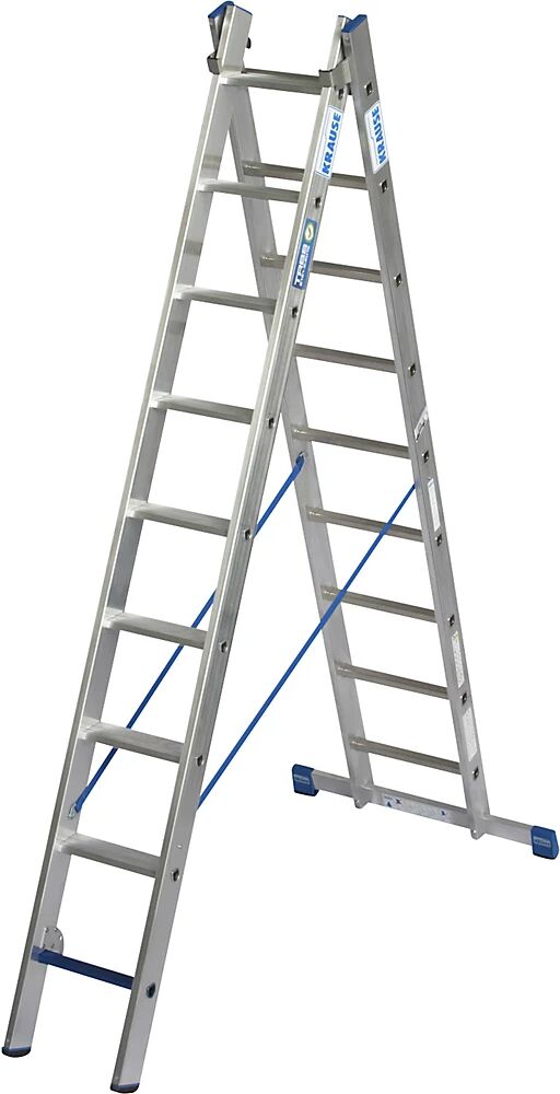 KRAUSE Escalera multiusos profesional STABILO + S, de 2 tramos, combinación de peldaños planos y estrechos, 2 x 9 peldaños planos / estrechos