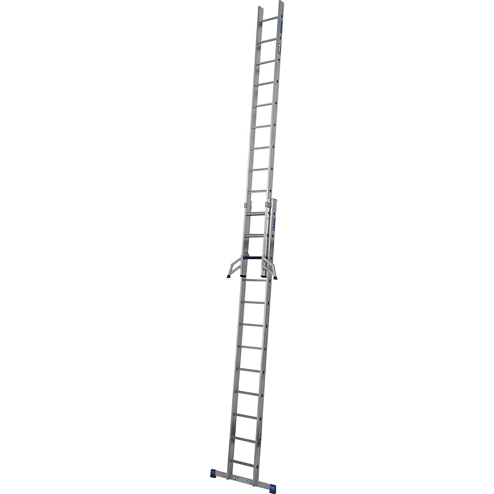 KRAUSE Escalera extensible profesional STABILO + S, combinación de peldaños planos y estrechos, 2 x 12 peldaños planos / estrechos
