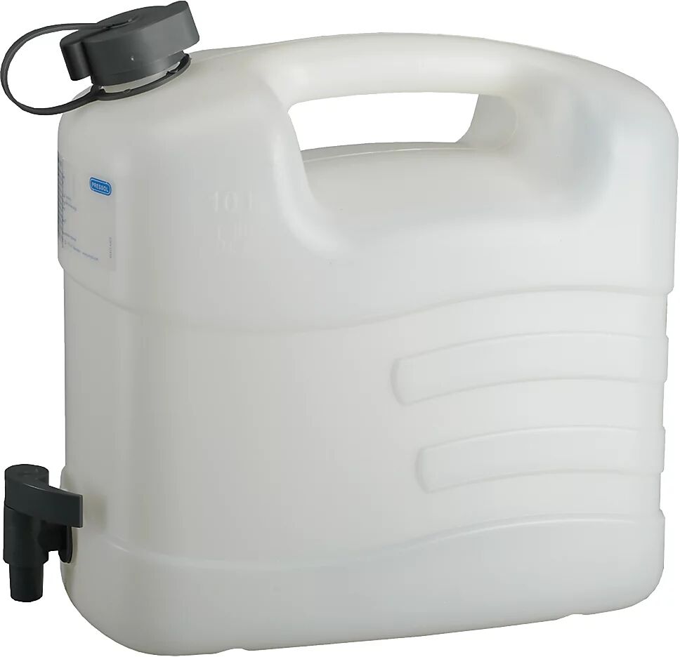 PRESSOL Bidón de agua con grifo de descarga, 10 litros, UE 5 unid., L x A x H 348 x 174 x 319 mm