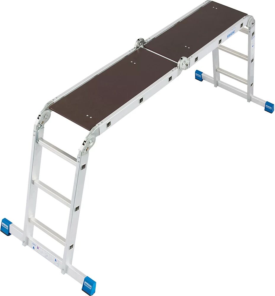 KRAUSE Escalera universal articulada STABILO, se puede usar como escalera de mano o de tijera y como plataforma de trabajo, 4 x 3 peldaños estrechos