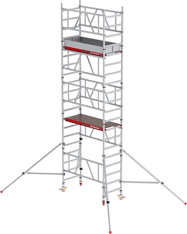 Altrex Andamio rodante de montaje rápido MiTOWER Plus, plataforma de madera, altura de trabajo 6 m