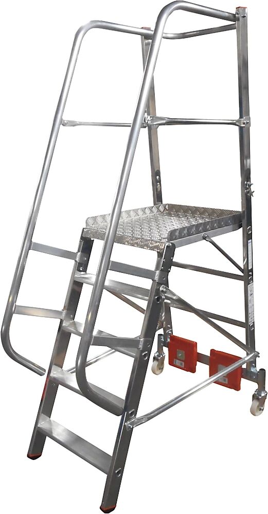 KRAUSE Escalera de plataforma de aluminio STABILO Vario compact, para pasillos estrechos, anchura 820 mm, 5 peldaños