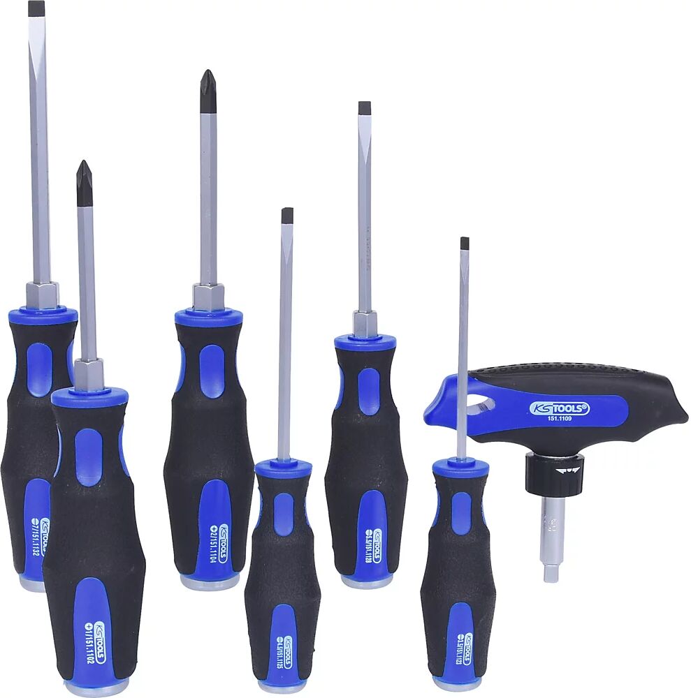 KS Tools Juego de destornilladores de impacto ERGOTORQUEmax, mango de 2 componentes, 7 piezas