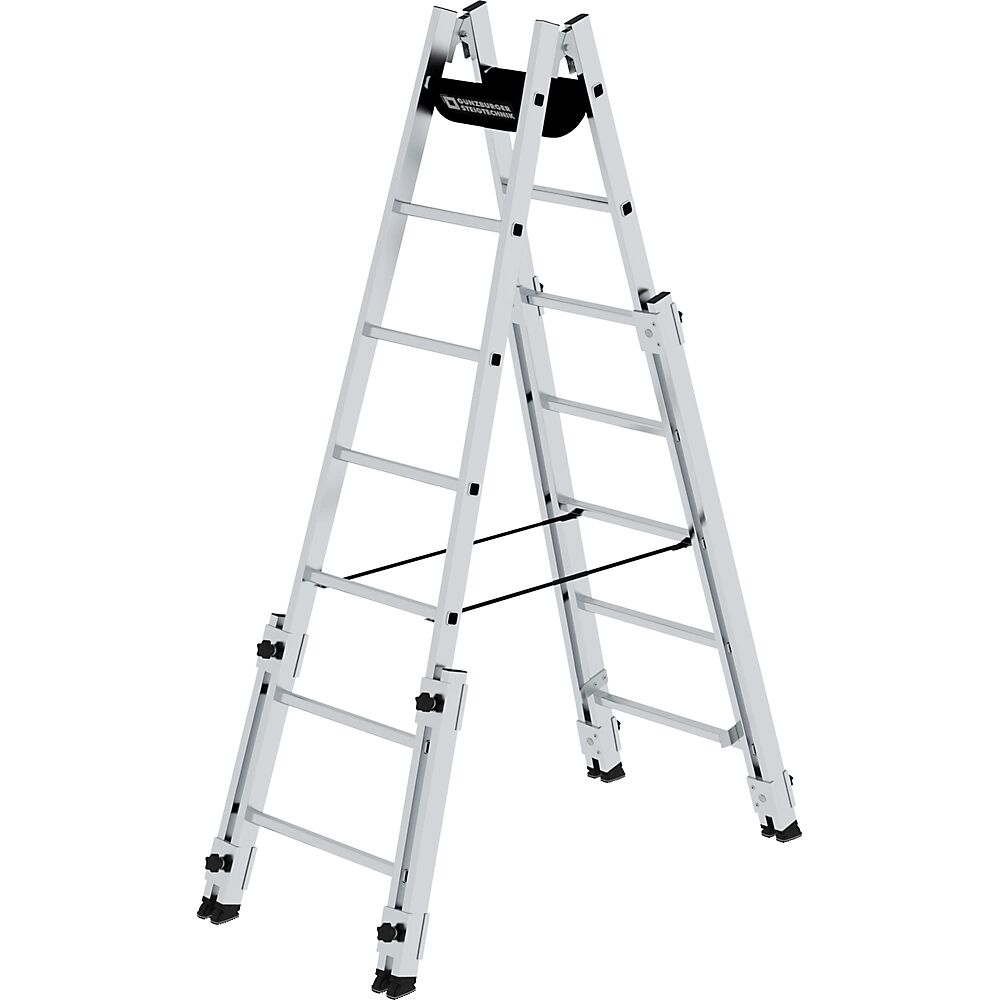 MUNK Escalera de tijera con peldaños estrechos de aluminio, aptas para escaleras de obra, 2 x 7 peldaños estrechos
