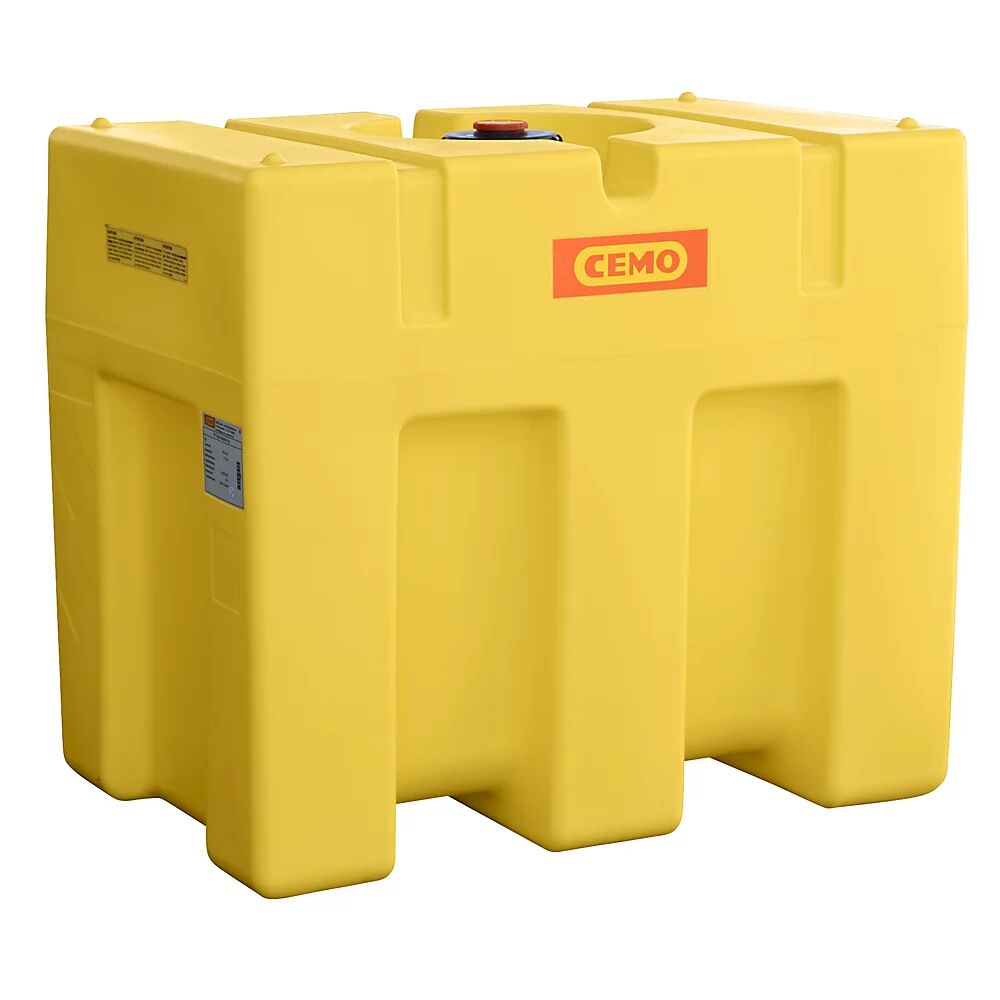 CEMO Bidón de PE para agua, en forma de caja, amarillo, capacidad 600 l