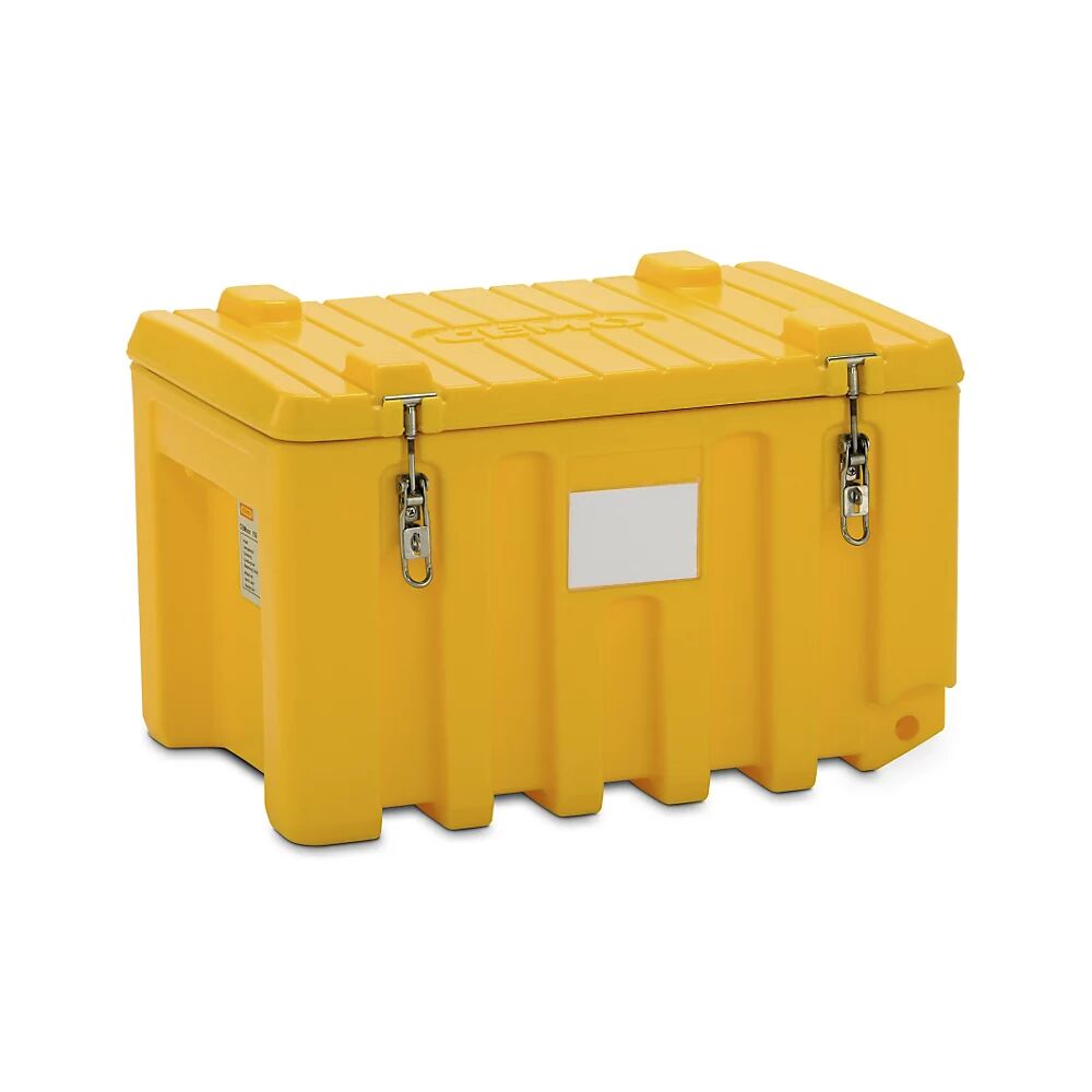 CEMO Caja universal de polietileno, capacidad 150 l, carga máx. 100 kg, amarillo
