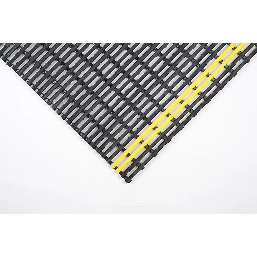 kaiserkraft Estera antideslizante, PVC reciclable, rollo de 10 m, anchura 600 mm, negro/amarillo