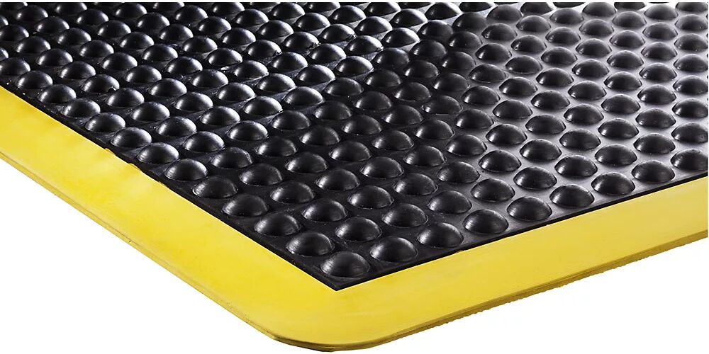 COBA Estera antifatiga Bubblemat safety, L x A x H 1200 x 900 x 14 mm, amarillo-negro, elemento inicial / final