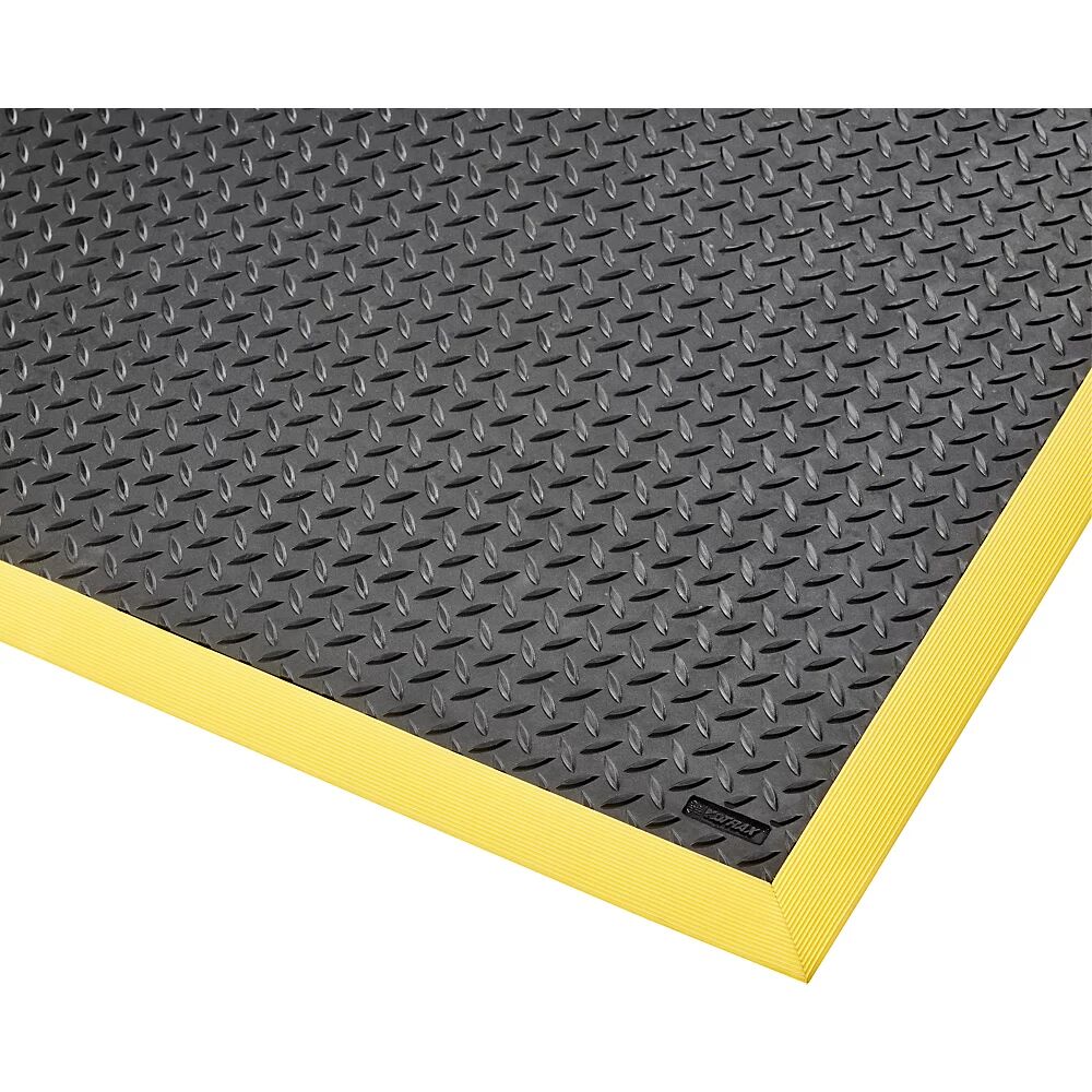 NOTRAX Estera antifatiga Cushion Flex®, L x A 2100 x 910 mm, negro / amarillo