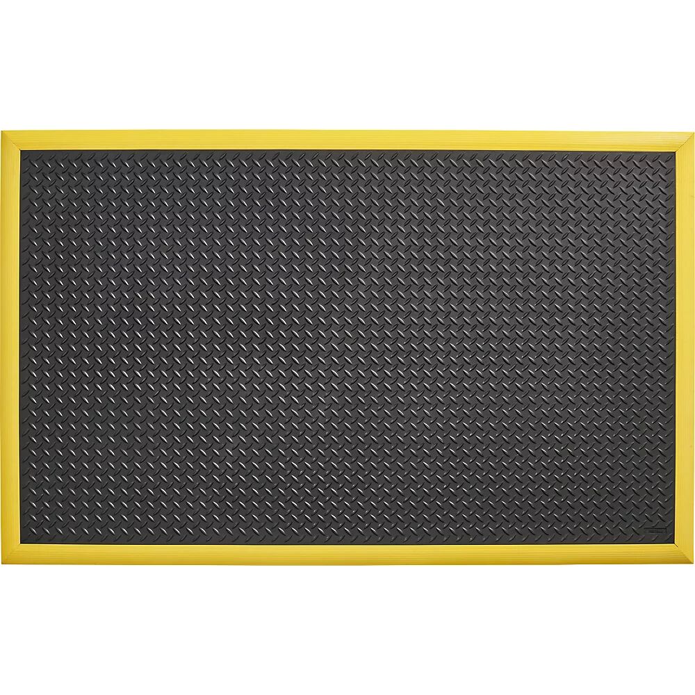 NOTRAX Estera antifatiga Diamond Flex™, L x A 1630 x 970 mm, negro / amarillo