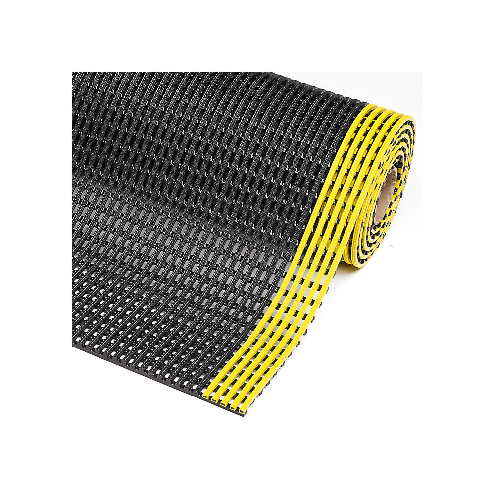 NOTRAX Estera de rejilla Flexdek™, anchura 900 mm por m lin., negro / amarillo