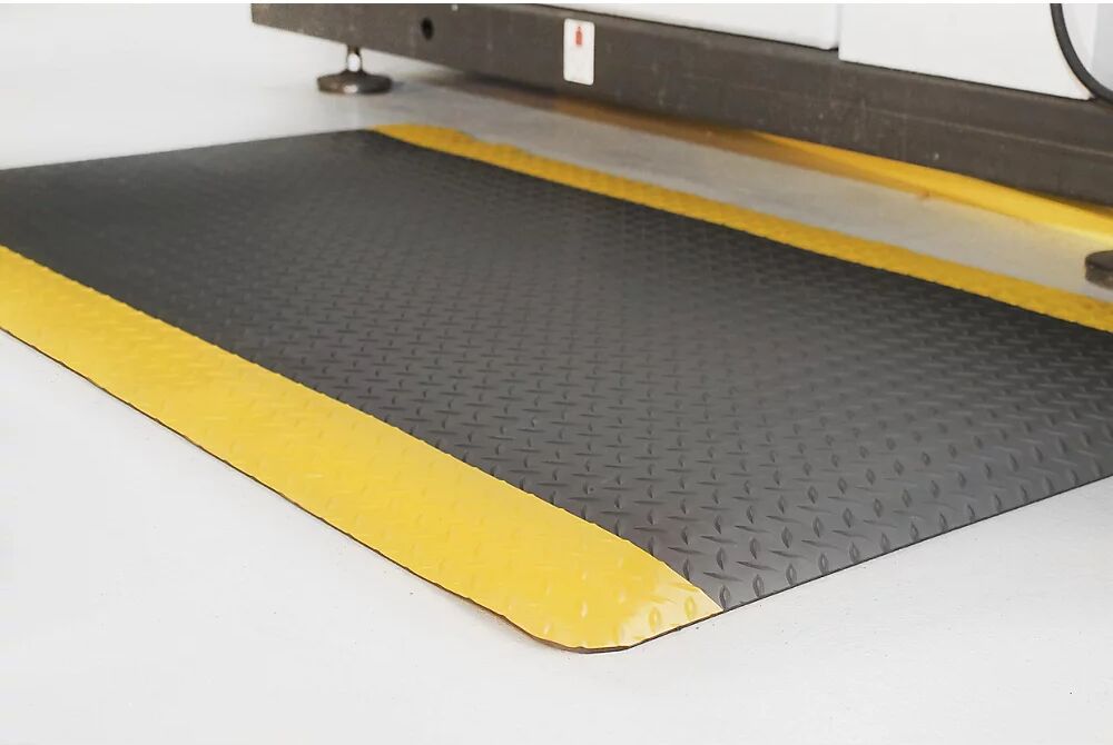 COBA Estera antifatiga DECKPLATE, pieza cortada, negro / amarillo, m lineal x 1200 mm, máx. 18,3 m