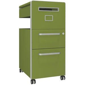 BISLEY Mueble auxiliar Bite™, con 1 tablón para chinchetas, apertura a la derecha, con 1 cajón universal y 1 cajón para archivadores colgantes, verde